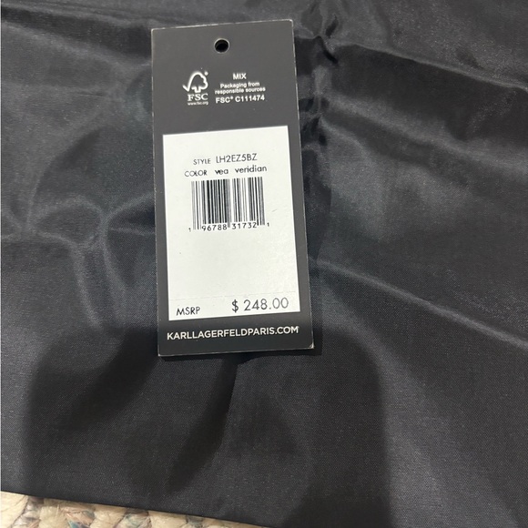 Karl Lagerfeld Teal Suede Shoulder Bag - Picture 6 of 8